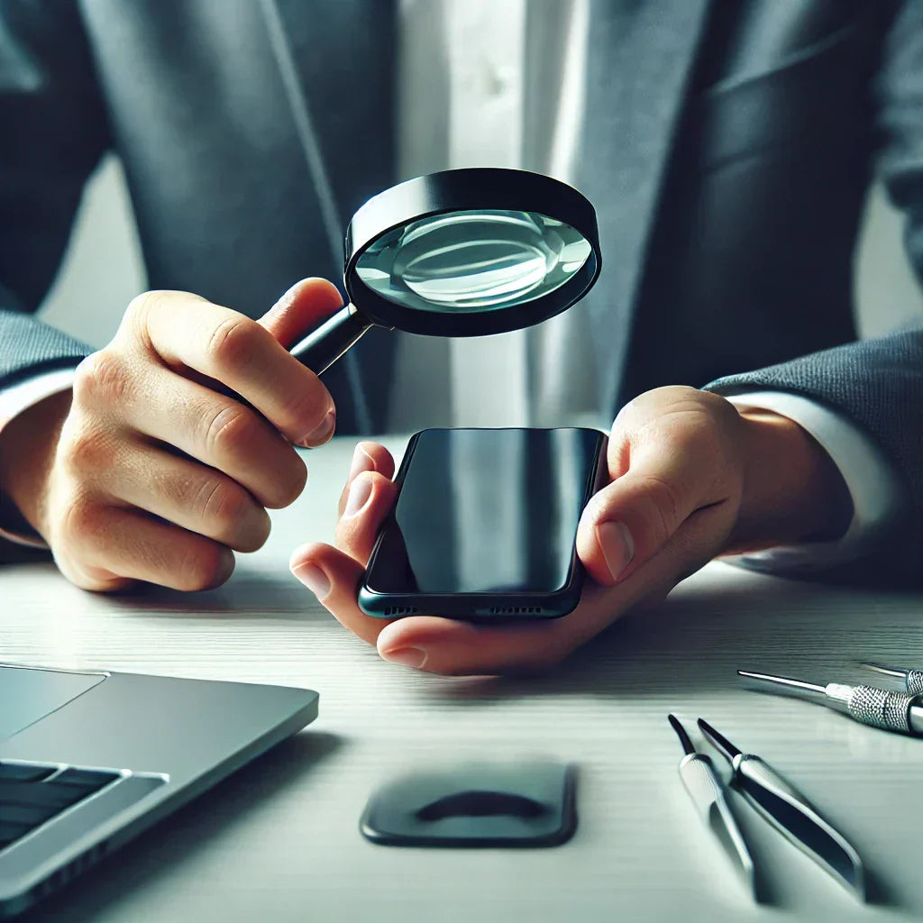 A man inspecting a smartphone