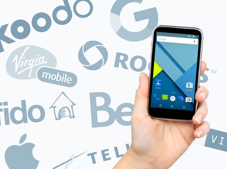 Cellulaire avec logos d’opérateurs mobiles canadiens illustrant comment économiser sur son forfait cellulaire au Canada.