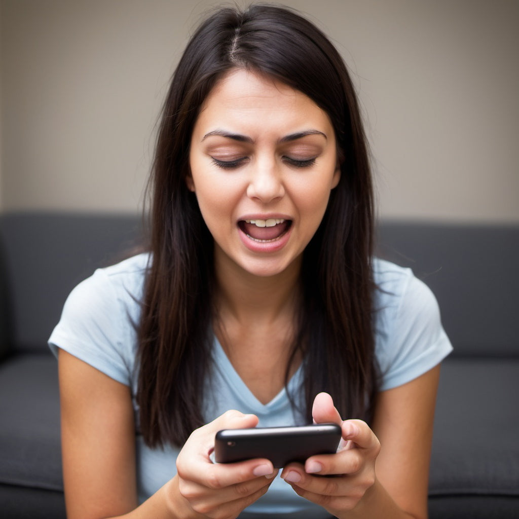 Young woman looking at her cellphone